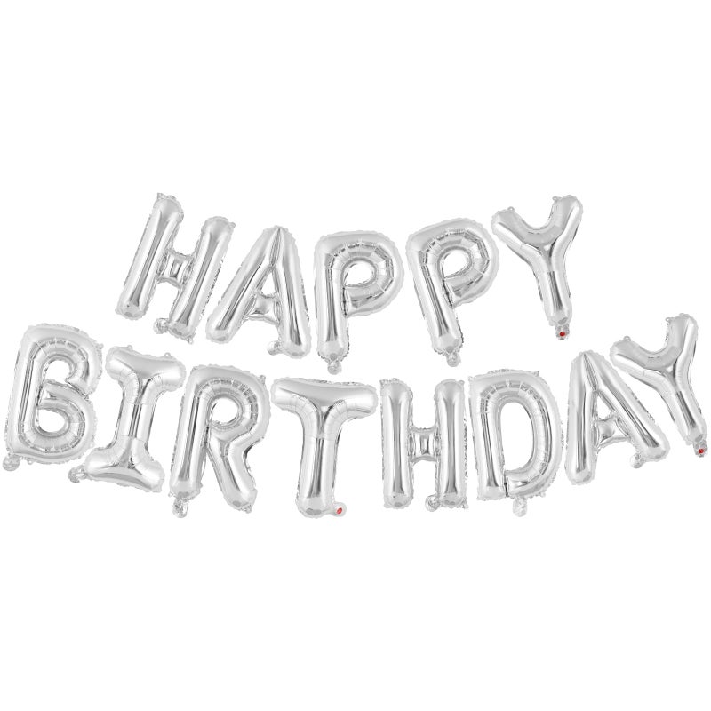 TOTAFAM Happy Birthday Balloons Banner 16 Inch, Foil Balloons Personalized Name Letters Balloons Sign Birthday Party Decorations for Women Men Boys Girls (Silver) - Image 1